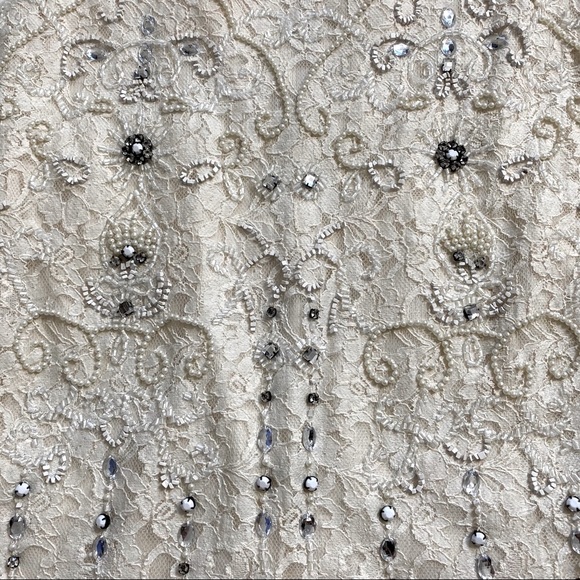 ✨HP✨ NWOT Zara Chandelier Ivory Cream Jewel Beaded Embellished Skirt Sz Small - Picture 4 of 11
